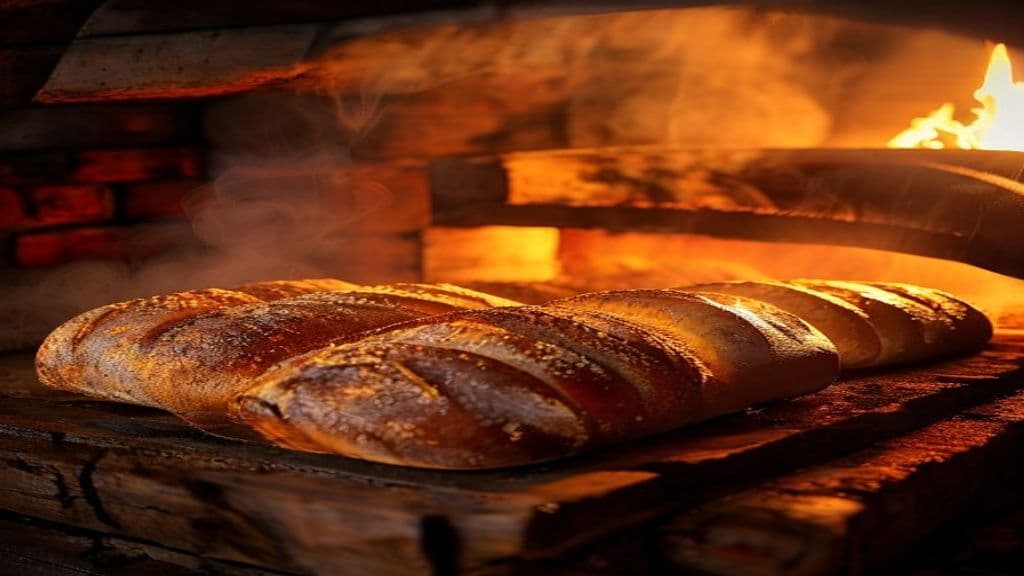 Pães saindo do forno na Padaria Dona Rosa